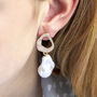 Chunky Gold Plated Irregular Pearl Earrings, thumbnail 1 of 6