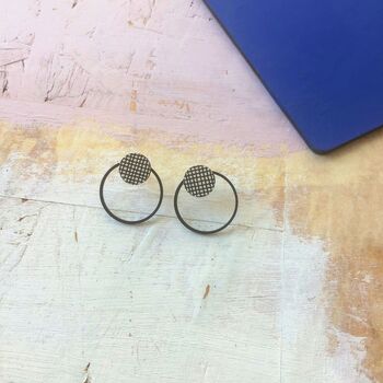 Double Hoop Geometric Stud Earrings, 3 of 3