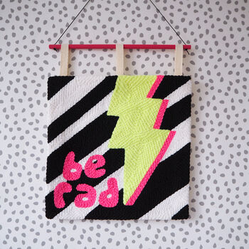 Neon Be Rad Punchneedle Wall Art With Lightning Bolt, 3 of 3