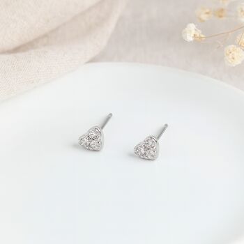 Sterling Silver Micro Heart Stud Earrings – 4mm, 3 of 6