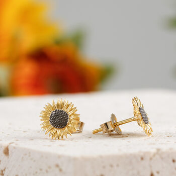 Sunflower Gold Vermeil And Silver Studs, 7 of 7