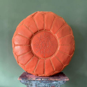 Moroccan Coloured Leather Pouffe, 4 of 12