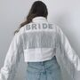 Cropped Denim Bride Jacket With Tassels White, thumbnail 1 of 4