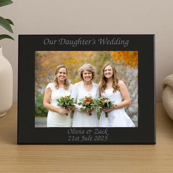 Personalised Black Glass Photo Frame – Our Daughter’s Wedding, 2 of 2