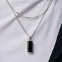 Maharani Men's Black Onyx Dog Tag Necklace, thumbnail 2 of 10