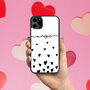 Personalised Black Hearts iPhone Case 12 13 14 15 Se, thumbnail 1 of 2