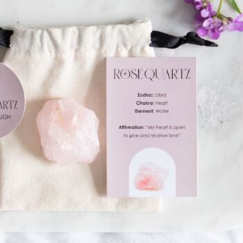 Raw Rose Quartz Healing Crystal Gift Set Libra, 2 of 5