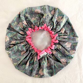 Waterproof Shower Cap In Sultry Nights Print, 3 of 4