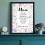September Birthday Aster Birth Flower Affirmations Gift For Mum Print, thumbnail 3 of 7