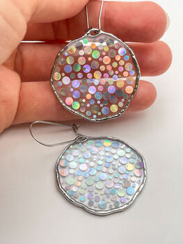 Statement Disco Earrings With Silver Glitter In Medium Size, 11 of 11