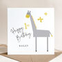 Personalised 1st / 2nd Birthday Card: Grey And Yellow Giraffe Design, thumbnail 3 of 10