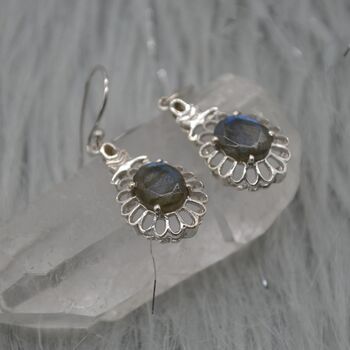 Labradorite Earrings Silver: Blue Gemstone Jewelry, 4 of 7