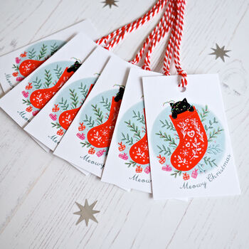 Meowy Christmas Pack Of Six Gift Tags, 4 of 5