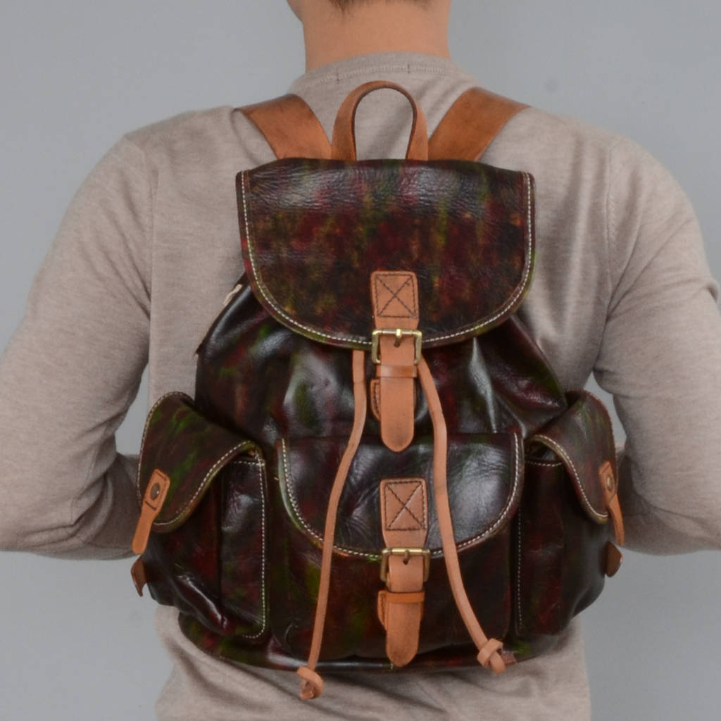 Brown Vintage Leather Backpack By EAZO