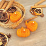 Orange Pumpkin Tea Light Set Of Three Autumn Candles, thumbnail 5 of 10