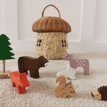 Handmade Set Of Seven Woodland Wooden Toy Animals, 3 of 4