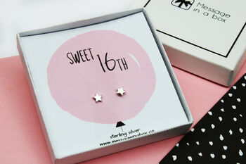 Sweet 16 Sterling Silver Quote Earrings, 3 of 6
