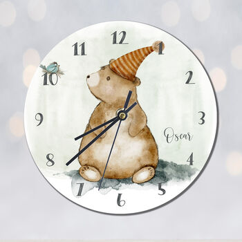 Bear Clock Custom Woodland Bear Wall Clock, 3 of 5