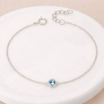 Personalised Sterling Silver March Birthstone Aquamarine Bracelet, 2 of 11