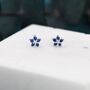 Sapphire Blue Forget Me Not Flower Cz Stud Earrings, thumbnail 1 of 9