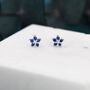 Sapphire Blue Forget Me Not Flower Cz Stud Earrings, thumbnail 1 of 10