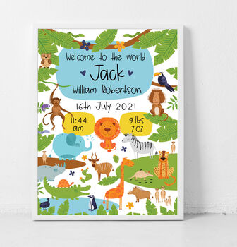 Personalised Keepsake Birth Print Bold Jungle, 4 of 6