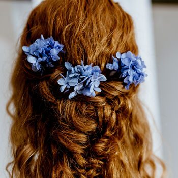 Ophelia Preserved Hydrangea Wedding Flower Hair Pins, 6 of 8