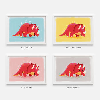 Personalised Dinosaur Name Print Featuring Triceratops, 10 of 10