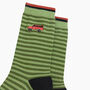 Embroidered Off Roader Striped Combed Cotton Socks In Green, thumbnail 2 of 4