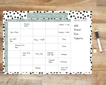 Personalised Spotty Weekly Family Organiser Whiteboard, 4 of 8