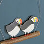 Hanging Puffin Pair On Driftwood, thumbnail 2 of 3