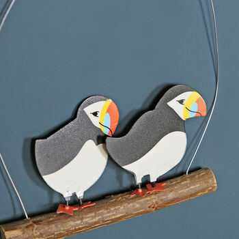 Hanging Puffin Pair On Driftwood, 2 of 3