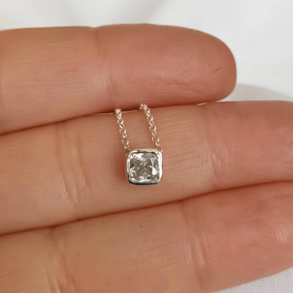 Cushion Cut Diamond Solitaire Necklace, 1 of 7