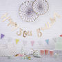 Gold Foiled Happy 30th Birthday Bunting Backdrop, thumbnail 1 of 3