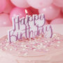 Pink Glitter Happy Birthday Cake Candle, thumbnail 1 of 3