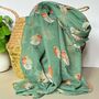 Watercolour Robins Print Scarf In Green, thumbnail 1 of 3