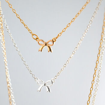 Sterling Silver Or Gold Plated Bow Necklace, 2 of 11