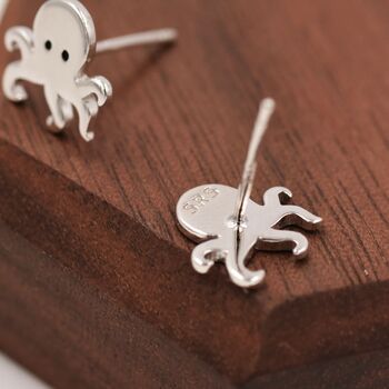 Sterling Silver Tiny Octopus Stud Earrings, 4 of 9