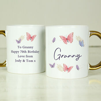 Personalised Butterfly Gold Handled Mug, 3 of 4