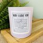 Personalised Reasons Why I Love You Valentines Candle, thumbnail 3 of 11