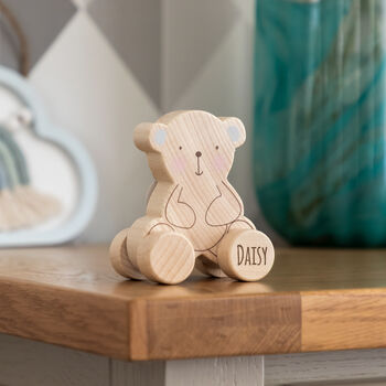 Personalised Wooden Push Toy Elephant Bear Or Rabbit, 11 of 12
