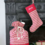 Personalised Santa Sack Christmas Stocking Set Chevron, thumbnail 1 of 12