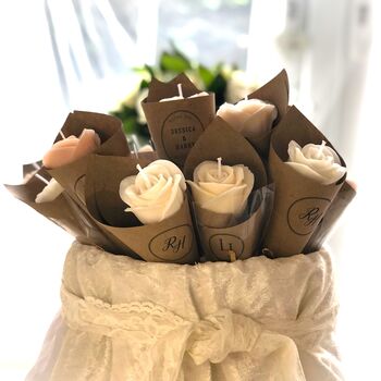 Personalised Wedding Roses Candles Favours Party Gifts, 3 of 6