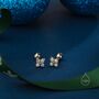 Tiny Opal Hydrangea Flower Stud Earrings, thumbnail 4 of 12