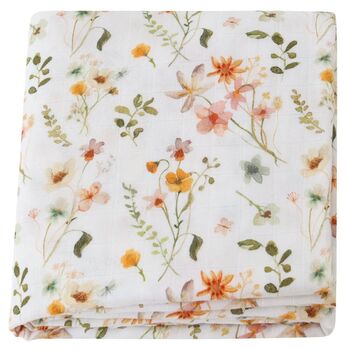 Wildflowers Floral Bamboo Muslin Swaddle Blanket, 2 of 3