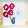 Personalised Lego 'Happy Birthday' Card With Lots Of Balloons, thumbnail 1 of 2