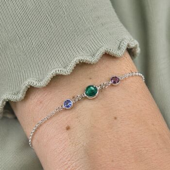 Mother And Two Children Birthstone Bracelet, 5 of 9