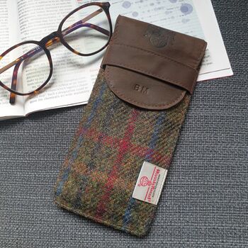 Personalised Harris Tweed And Leather Glasses Case, 6 of 10