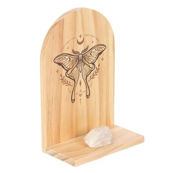 Natural Luna Moth Wooden Incense Holder Shelf, 3 of 4