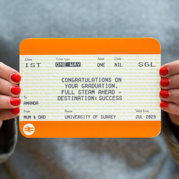 Personalised Train Ticket Graduation Card, 2 of 3